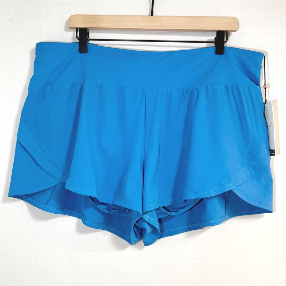 CALIA Kick It Up Performance Shorts Women XXL Tranquil Blue Running Athletic NEW